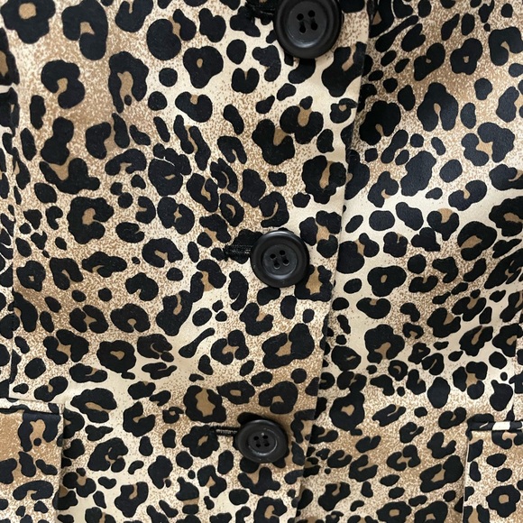 Size 4P - 6P Animal Print Jacket LeSuit Black & Brown 97% Poly 3% Spandex - Picture 6 of 9